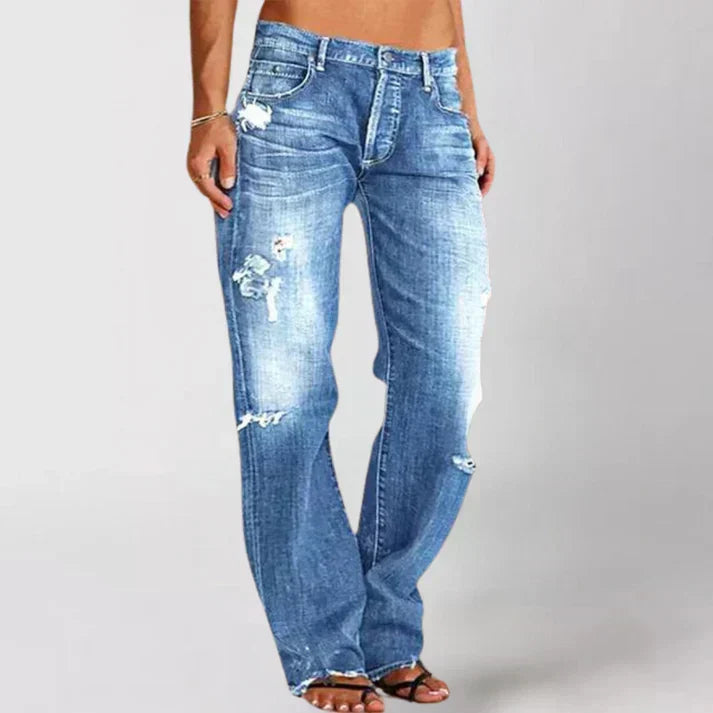Jeans Elásticos de Cadera para Mujer en Azul