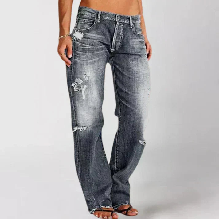 Jeans Elásticos de Cadera para Mujer en Gris