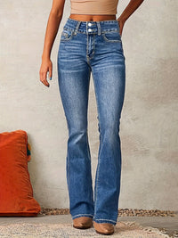Elena | Damen Jeans mit hoher Taille, weitem Bein