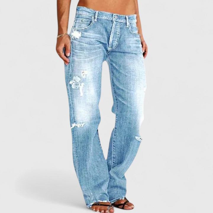 Jeans Mujer Holgados Estilo Vintage Lavado en Azul claro