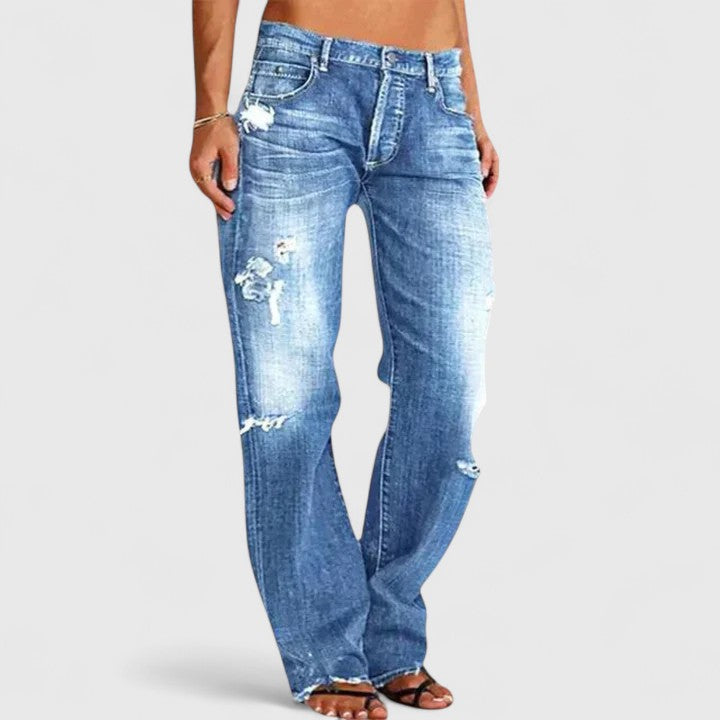 Jeans Mujer Holgados Estilo Vintage Lavado en Azul