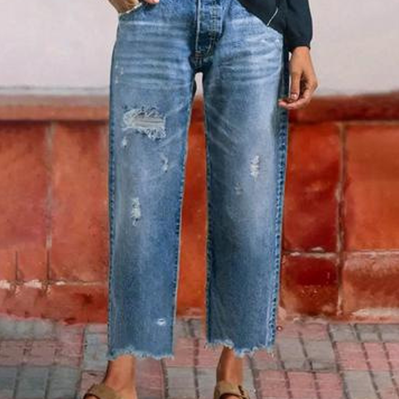 Jeans Retro Cortos Rectos para Mujer (12)