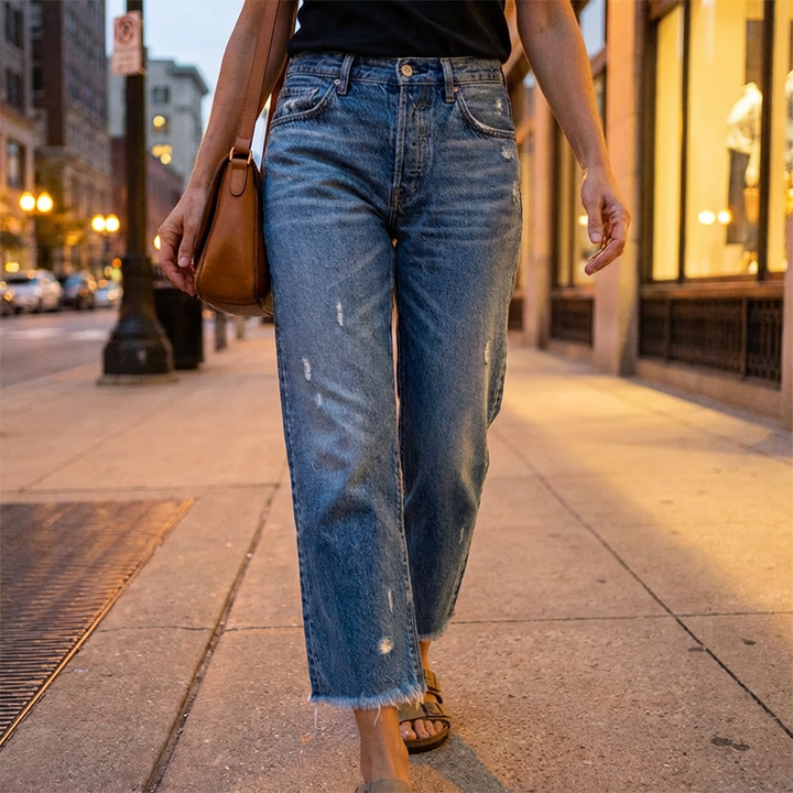 Jeans Retro Cortos Rectos para Mujer (2)