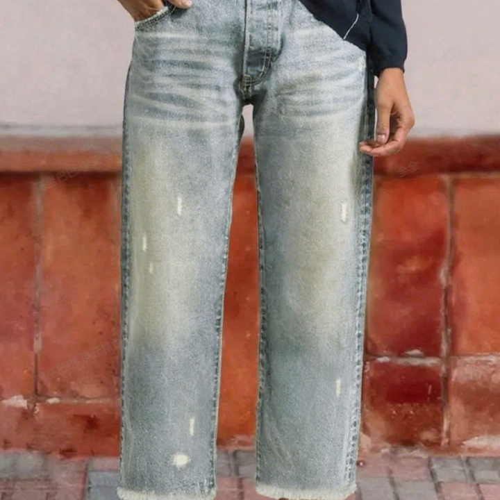 Jeans Retro Cortos Rectos para Mujer en Vintage Blau