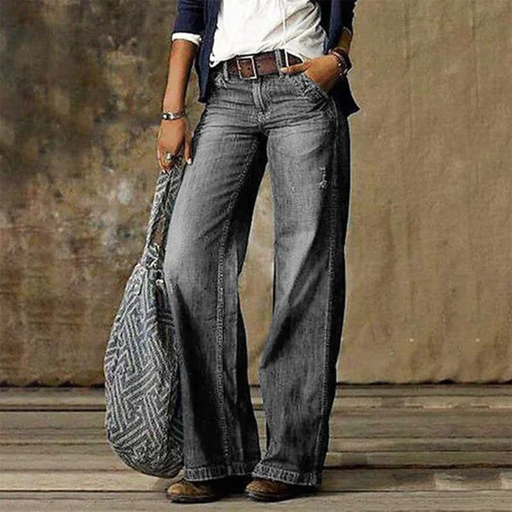 Jeans Vintage Mujer Pierna Ancha Clásicos en Gris claro