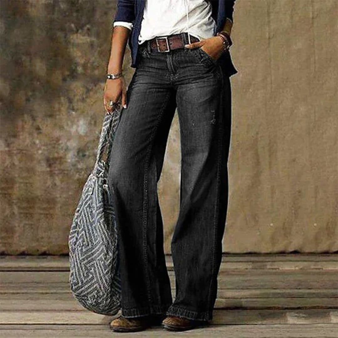 Jeans Vintage Mujer Pierna Ancha Clásicos en Gris