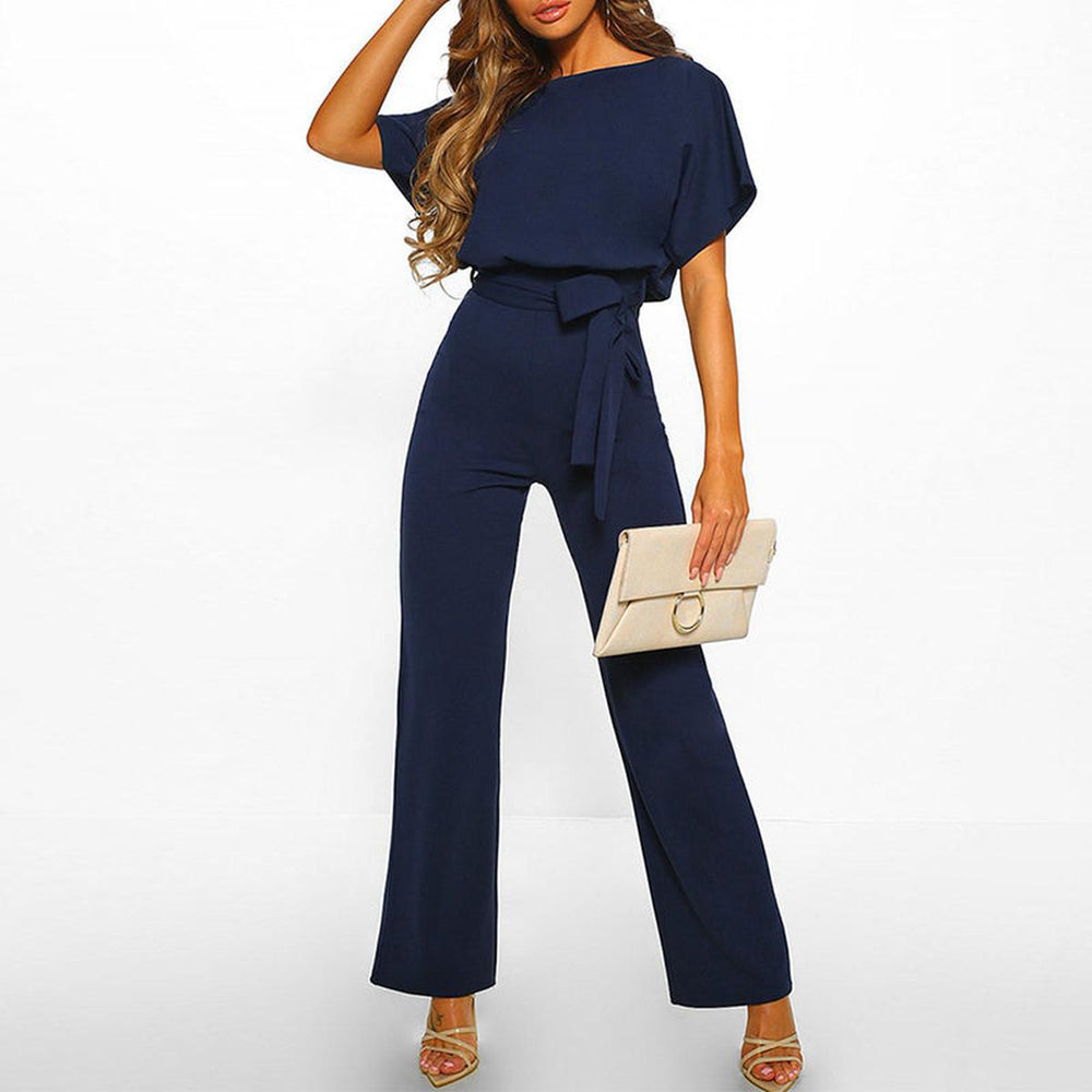 Jumpsuit Casual para Mujer con Cinturón en Azul oscuro