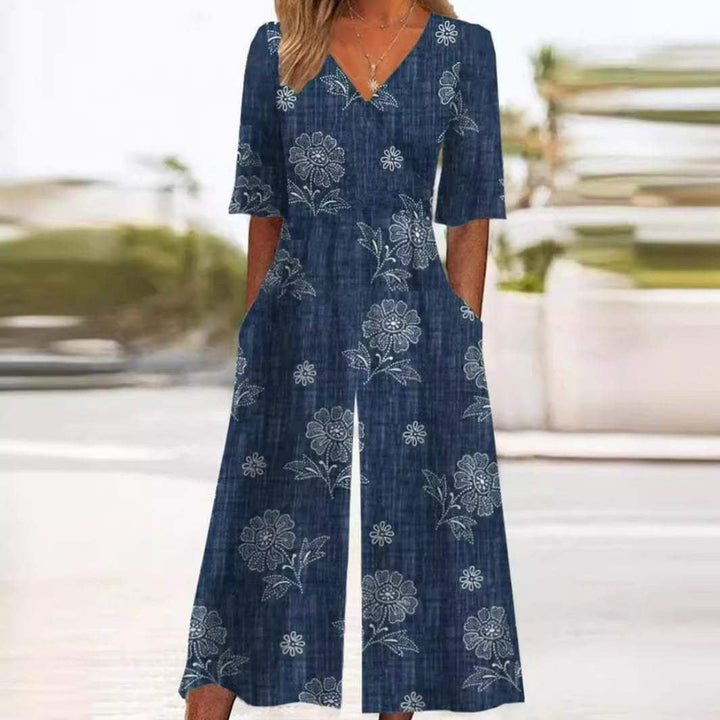 Jumpsuit para Mujer Estilo Boho Floral en Azul marino