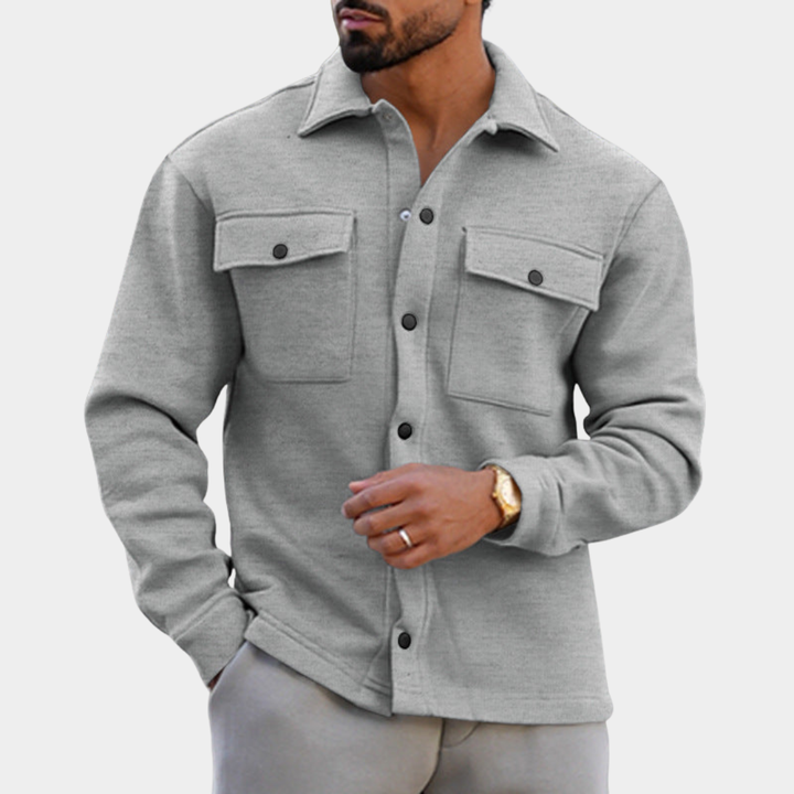 Klassische Herren Jacke aus Fleece in Hellgrau