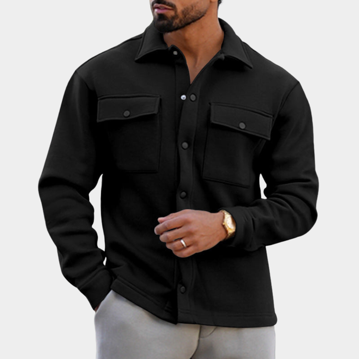Klassische Herren Jacke aus Fleece in Schwarz