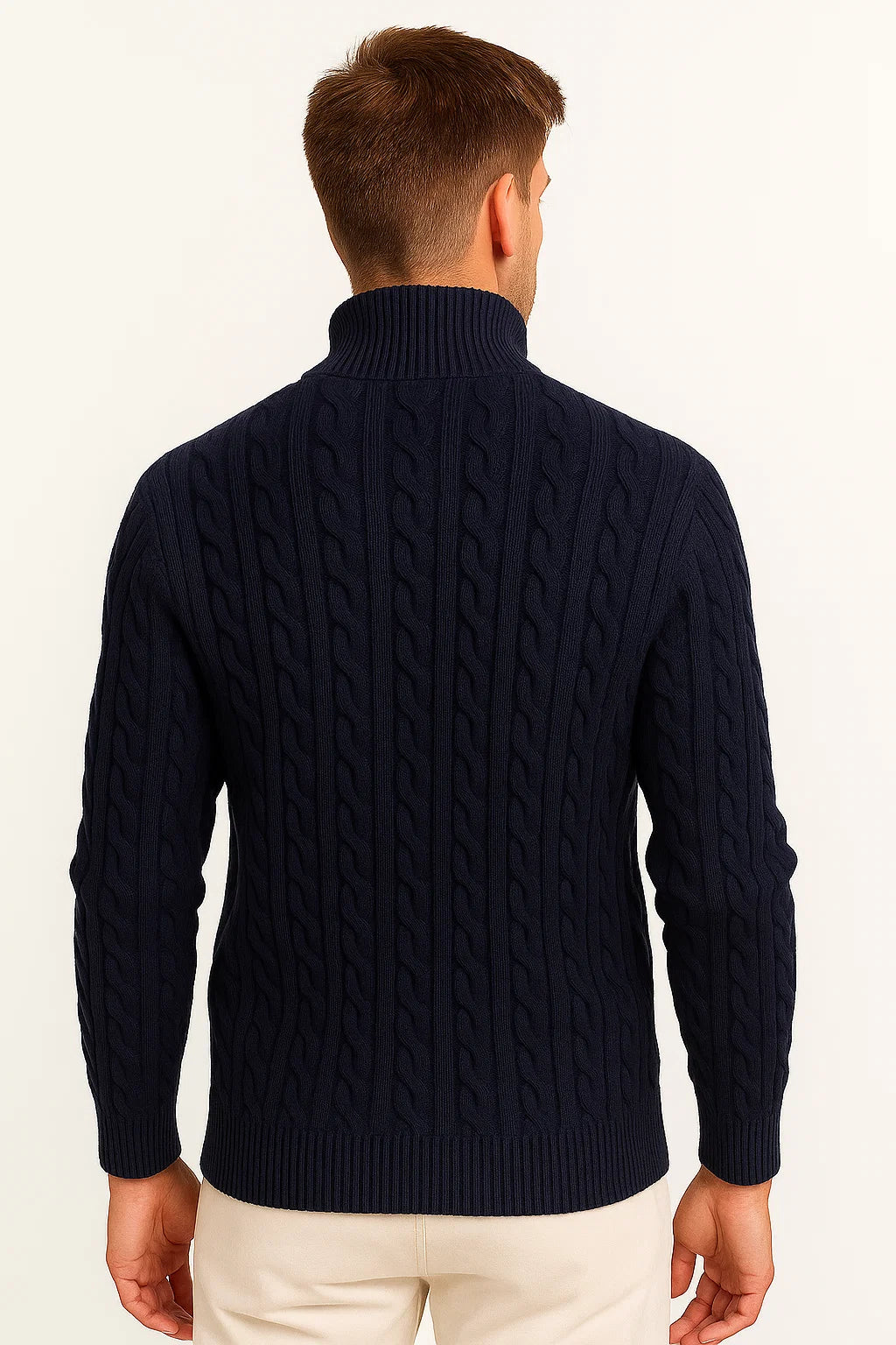 Klassischer Herren Pullover mit Zopfmuster in Schwarz 2