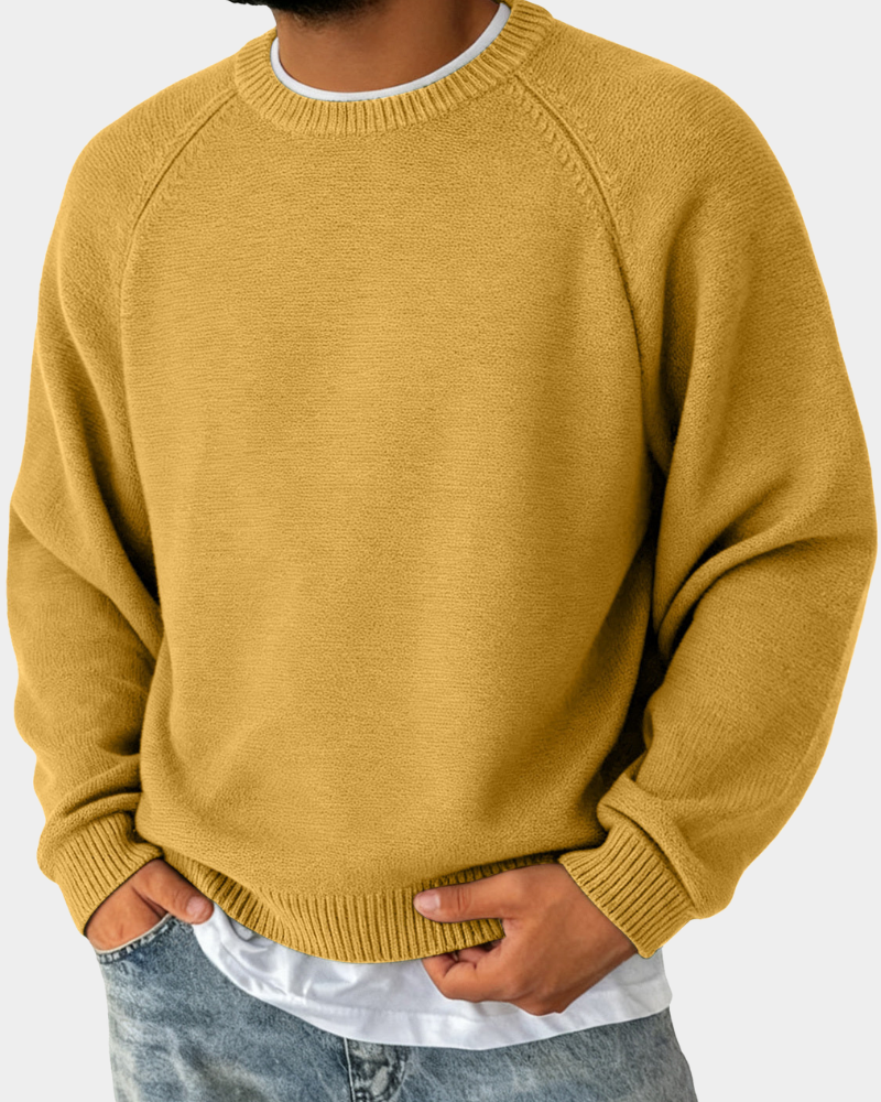 Klassischer Herrenpullover für Herbst und Lagenlook in Gelb