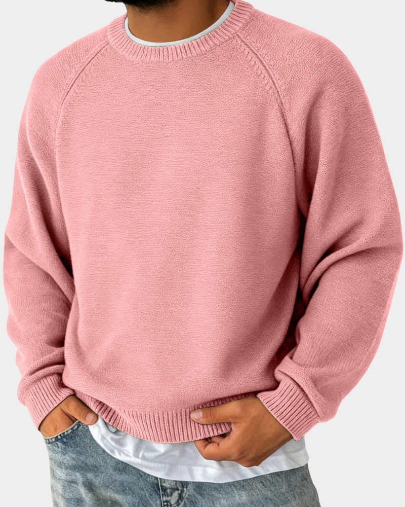 Klassischer Herrenpullover für Herbst und Lagenlook in Rosa