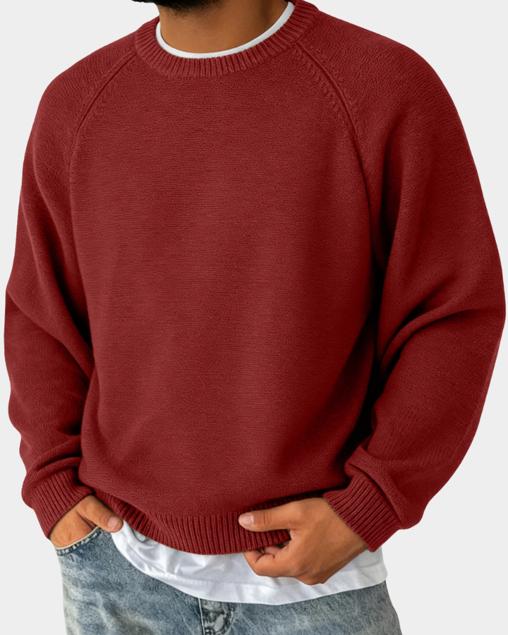 Klassischer Herrenpullover für Herbst und Lagenlook in Rot