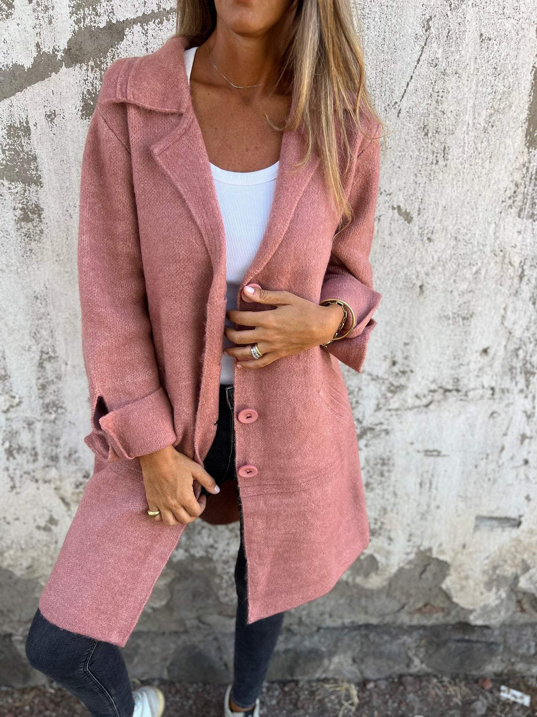 Klassischer langer Damen Pullover Cardigan (3)