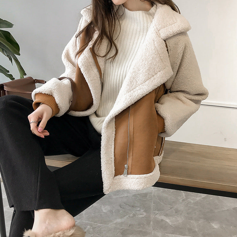 Kurze Damen Winterjacke aus Kunstlammfell (3)