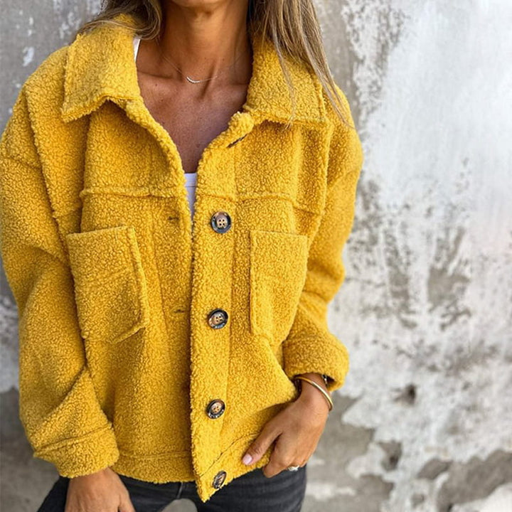 Kuschelige Damen Winterjacke mit Innenfutter in Gelb