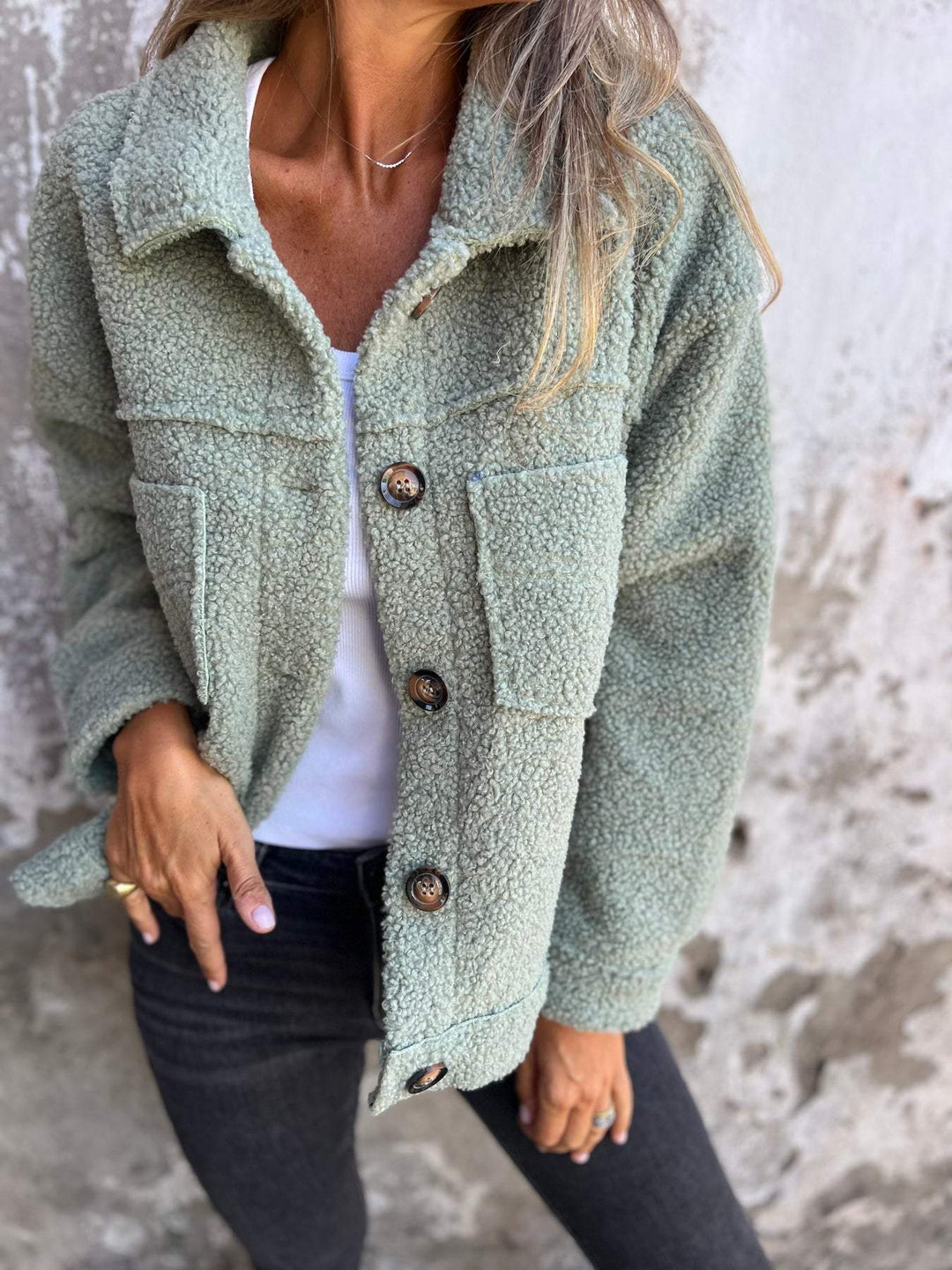 Kuschelige Damen Winterjacke mit Innenfutter in Grün