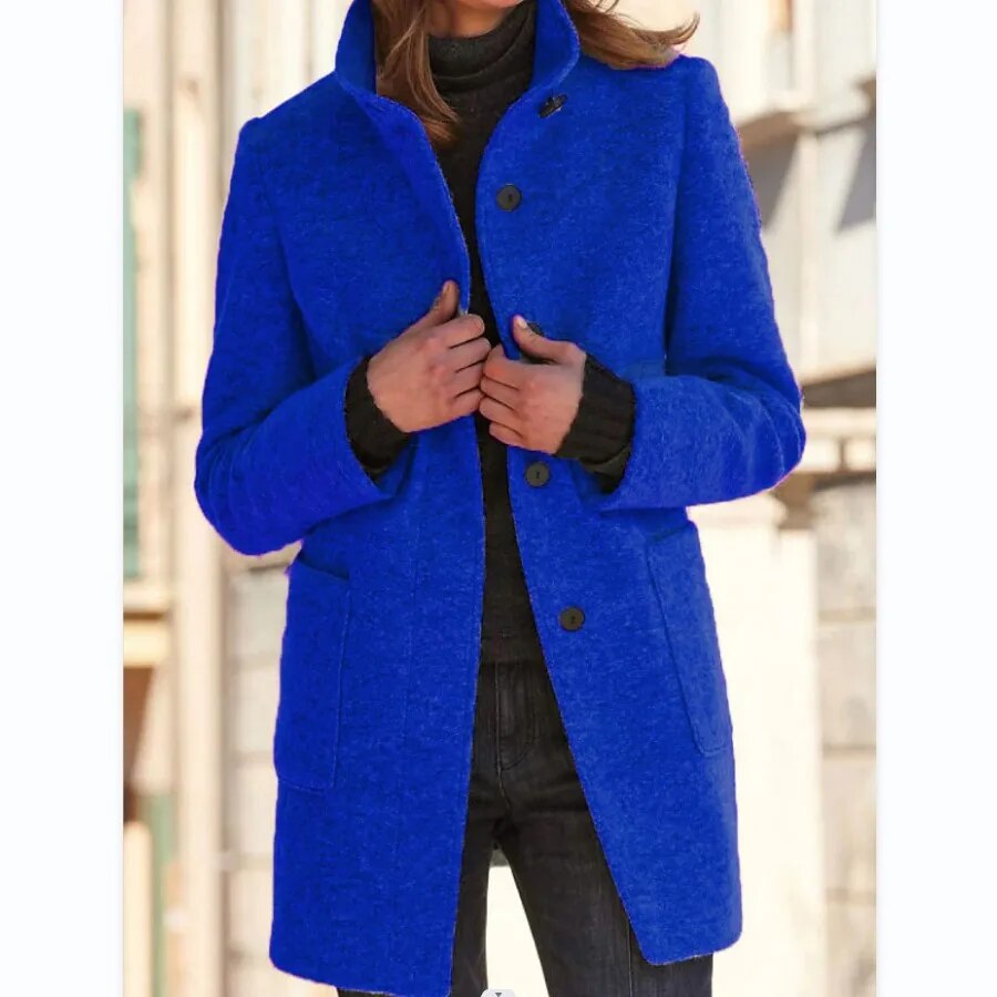 Lange elegante Damen Herbst Jacke in Blau