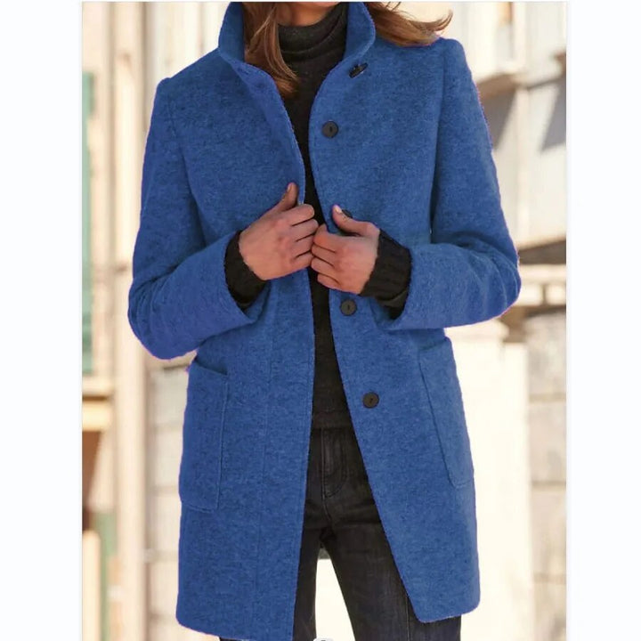 Lange elegante Damen Herbst Jacke in Dunkelblau