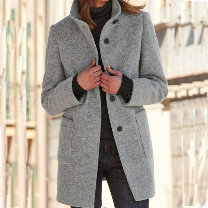 Lange elegante Damen Herbst Jacke in Grau