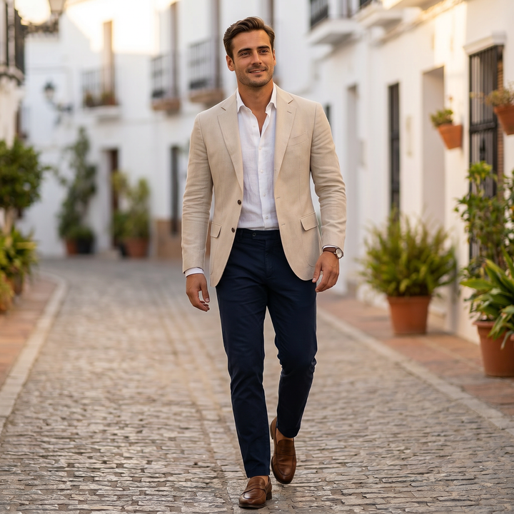 Leichte Herren Jacke im Smart-Casual-Stil in Beige 1