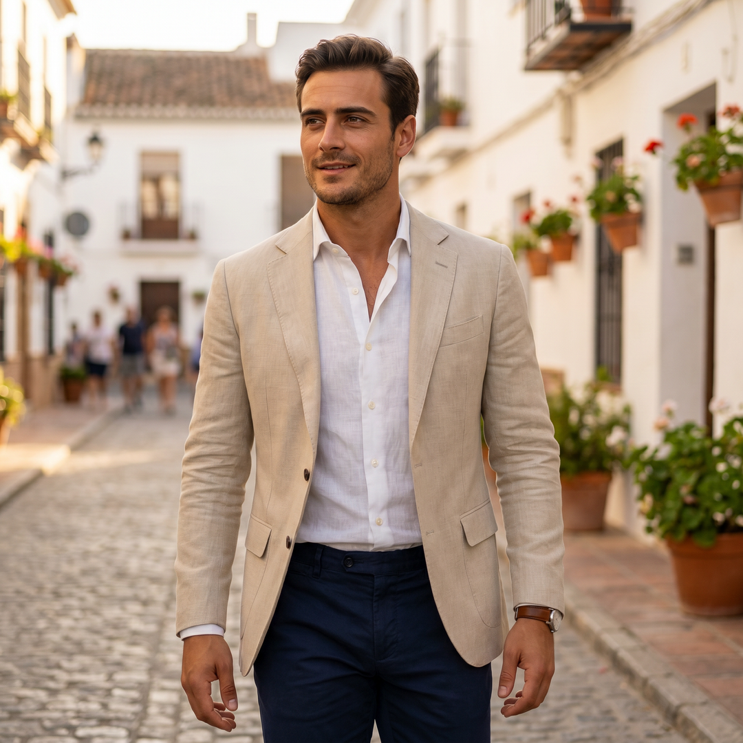 Leichte Herren Jacke im Smart-Casual-Stil in Beige 2