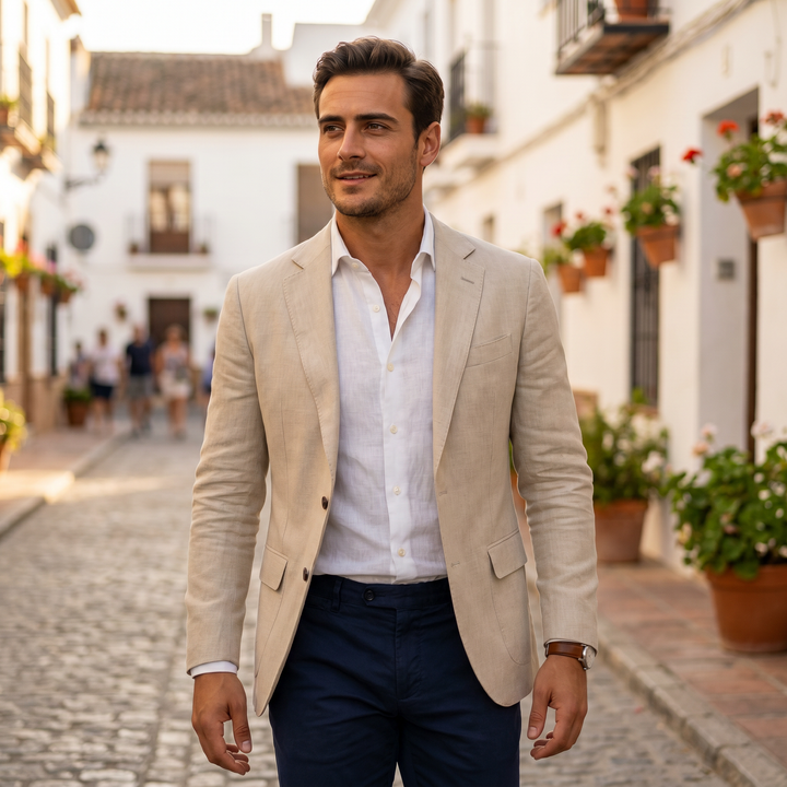 Leichte Herren Jacke im Smart-Casual-Stil in Beige 2
