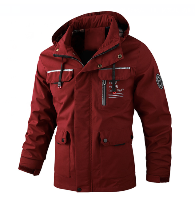 Leichte Wasserdichte Herren-Jacke für Herbst in Bordeaux