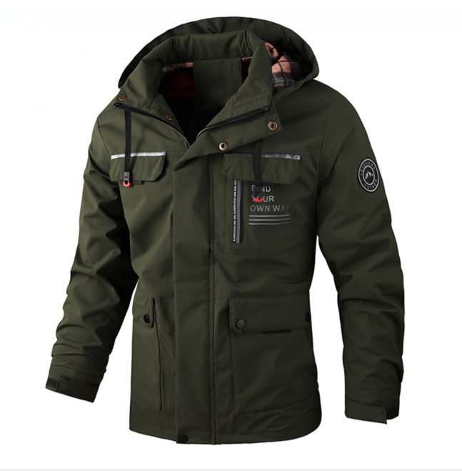 Leichte Wasserdichte Herren-Jacke für Herbst in Dunkelgrün