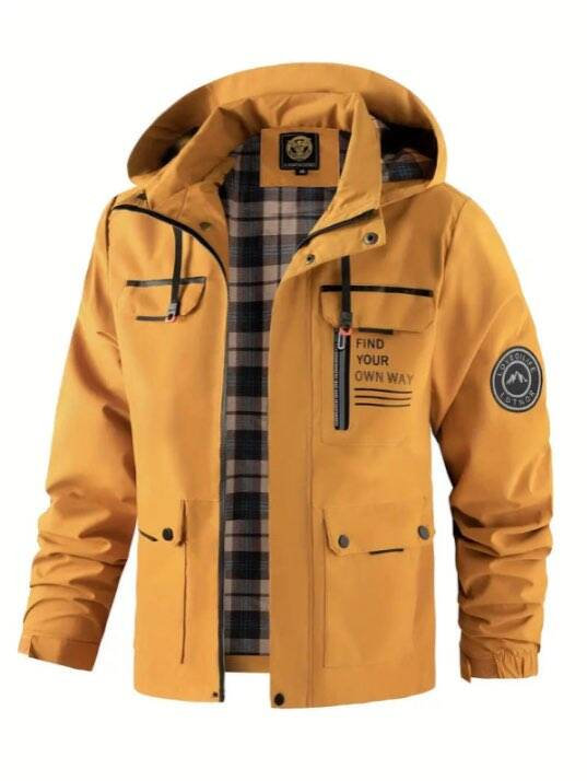 Leichte Wasserdichte Herren-Jacke für Herbst in Gelb
