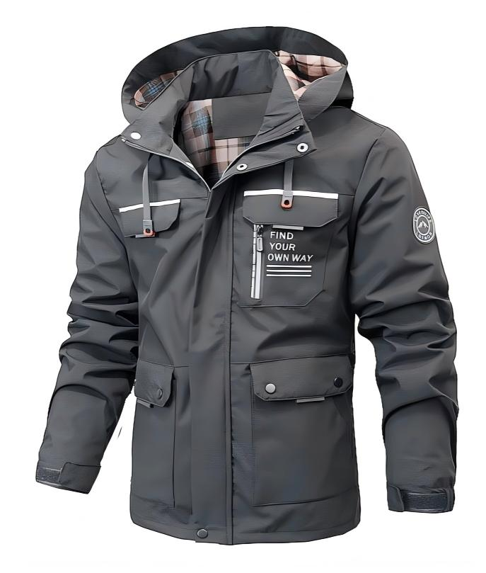 Leichte Wasserdichte Herren-Jacke für Herbst in Grau