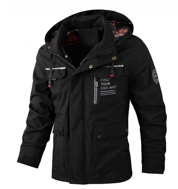 Leichte Wasserdichte Herren-Jacke für Herbst in Schwarz