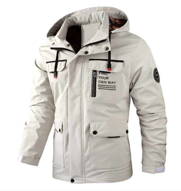 Leichte Wasserdichte Herren-Jacke für Herbst in Weiß