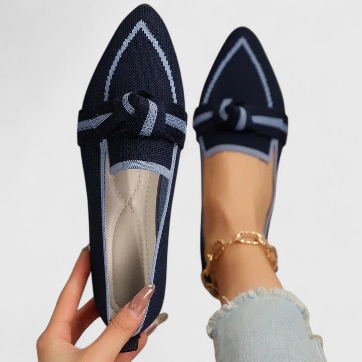 Loafer para Mujer Puntudo Elegante de Verano en Azul oscuro