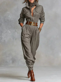 Marta | Herbst-Look Damen Jumpsuit Leinen Baumwolle