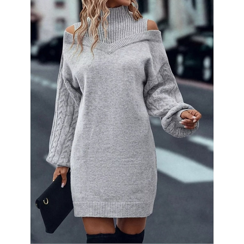 Mini Strickkleid Damen für den Herbst (9)