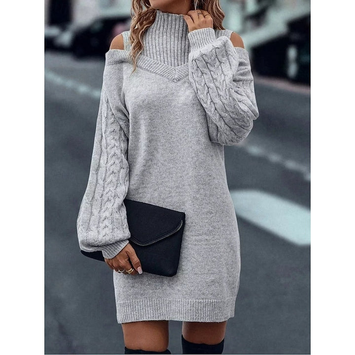 Mini Strickkleid Damen für den Herbst in Grau