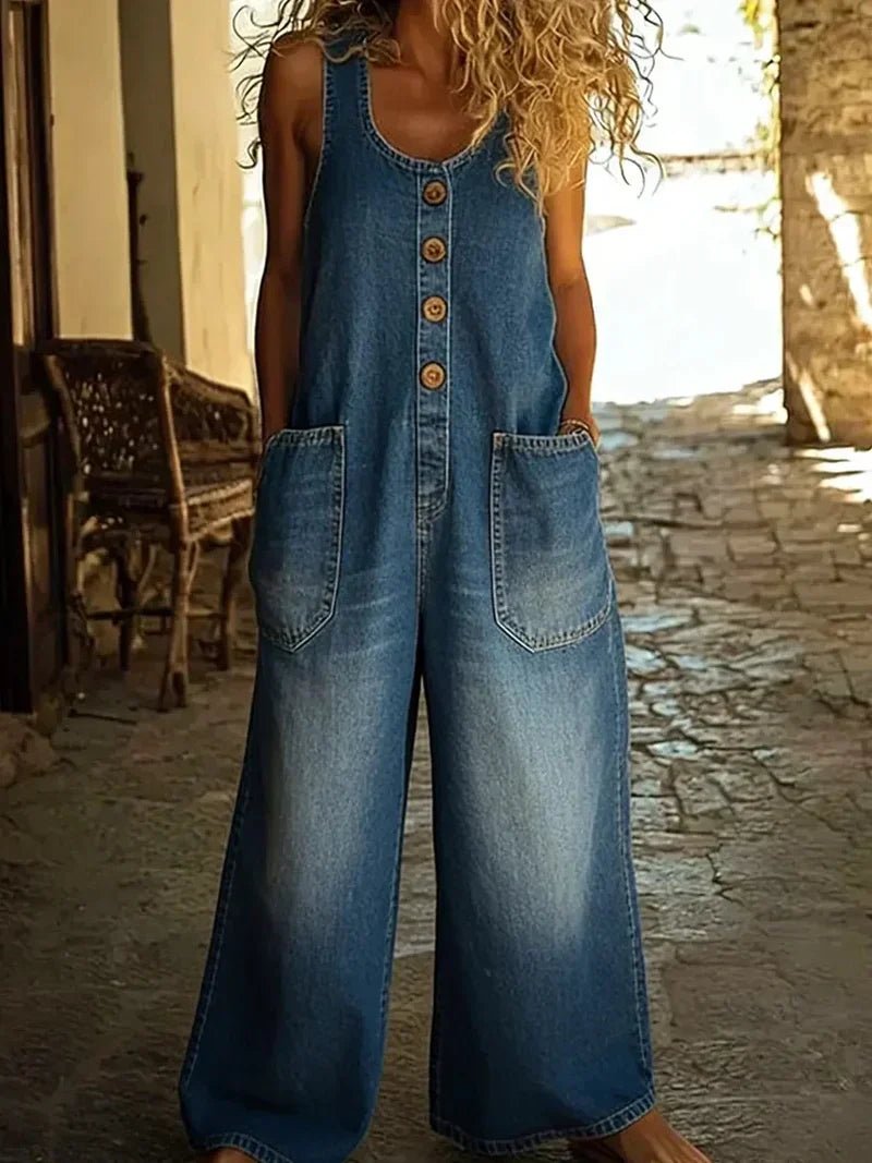 Mono de mujer vaquero boho holgado en Azul