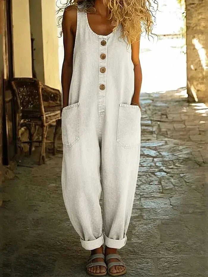 Mono de mujer vaquero boho holgado en Blanco