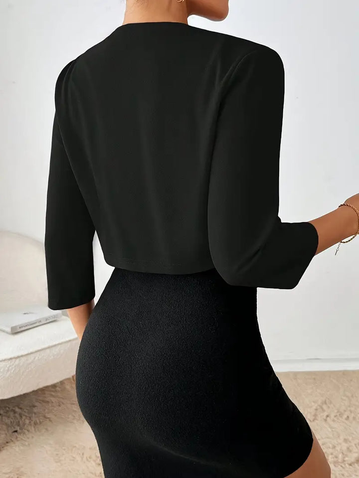 Mujer Blazer Corto Elegante Versátil (18)