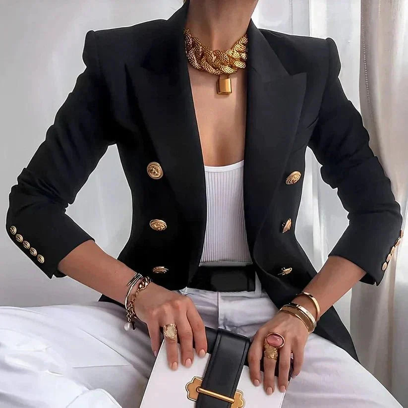 Mujer Blazer Elegante de Doble Botonadura