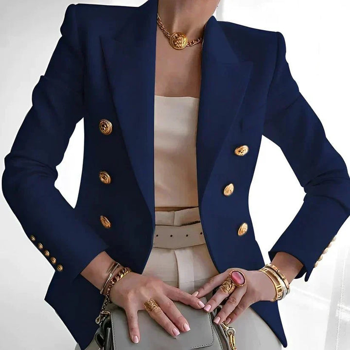 Mujer Blazer Elegante de Doble Botonadura en Negro