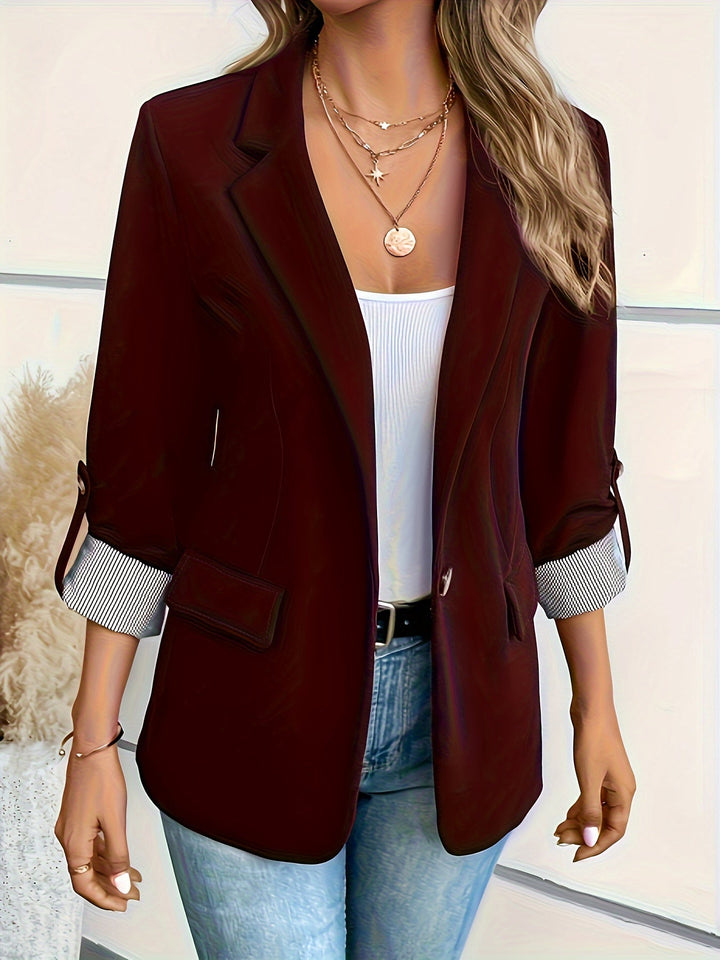 Mujer Blazer Elegante de Transición en Burgunderrot