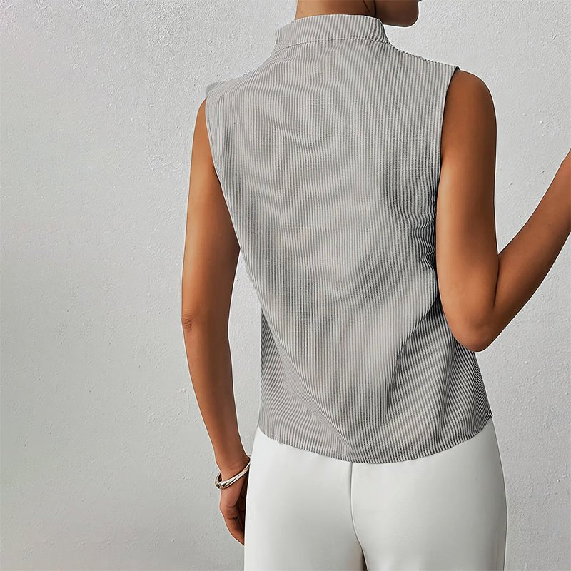 Mujer Blusa de Algodón Rayada Profesional (4)