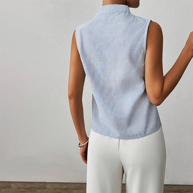 Mujer Blusa de Algodón Rayada Profesional (7)