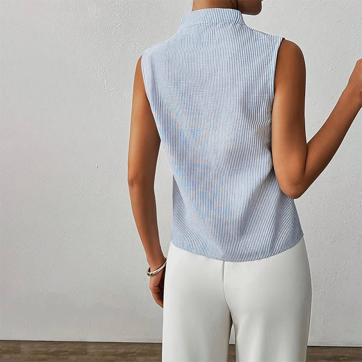 Mujer Blusa de Algodón Rayada Profesional (7)