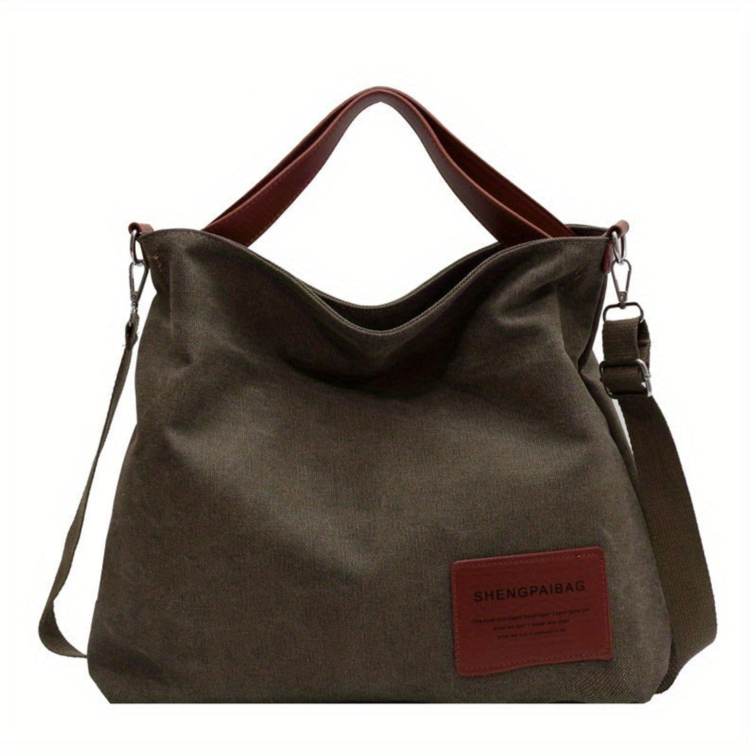 Mujer Bolsa Lona Grande Holgada Correa Ajustable (5)