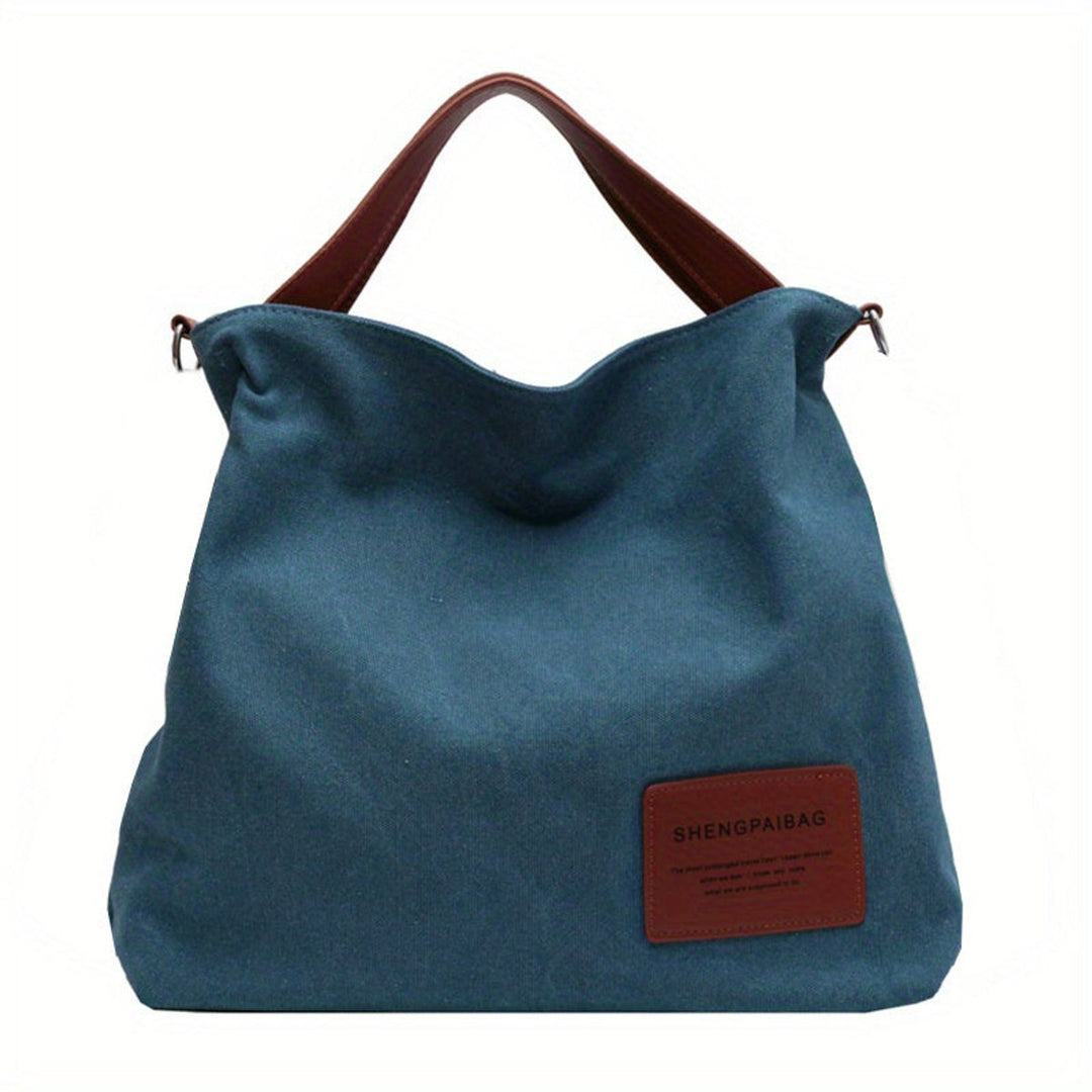 Mujer Bolsa Lona Grande Holgada Correa Ajustable (6)