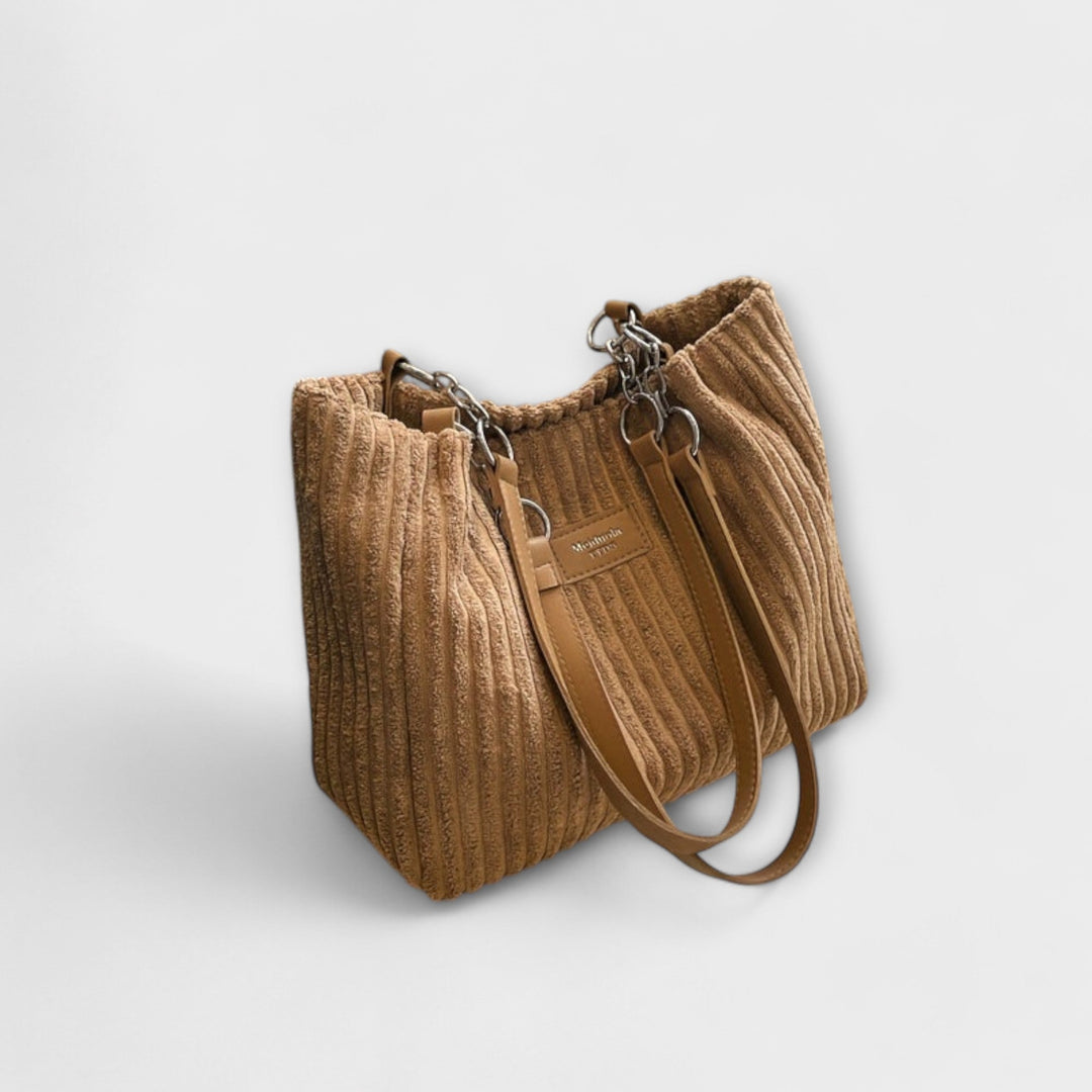Mujer Bolso de Hombro Pana Elegante para Diario en Caqui
